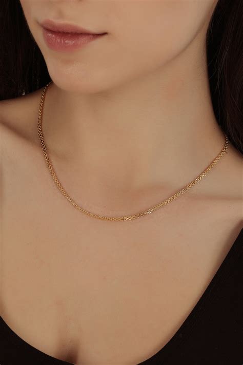solid  gold mm chain bismark straight chain real  mm