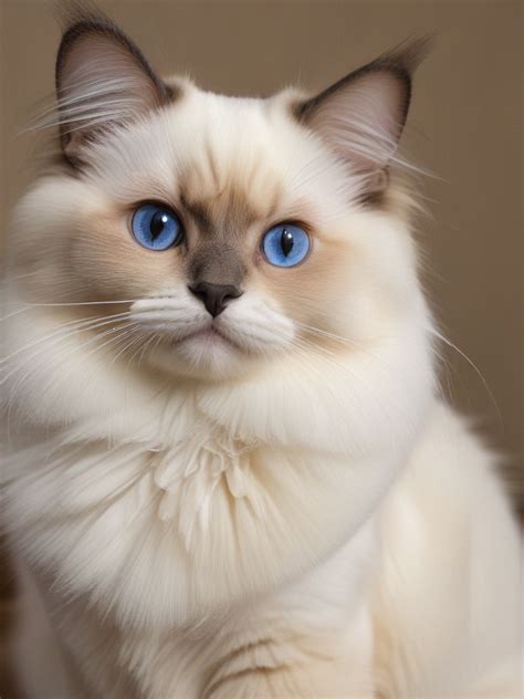 beautiful ragdoll cat  striking blue eyes  fluffy fur