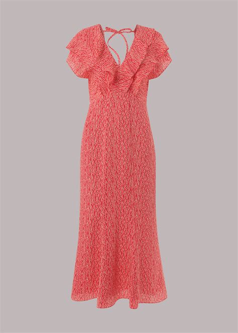 Red/Multi Wiggly Lines Adeline Dress | WHISTLES | Whistles UK