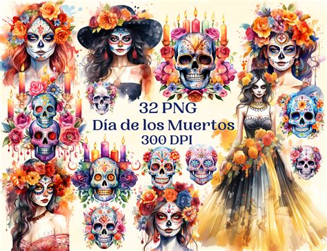 Día De Los Muertos Clipart Set for Creative Project, Day of the Dead