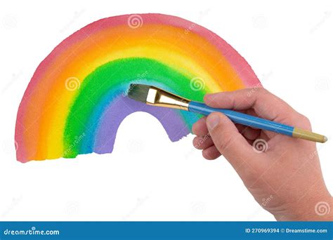 Rainbow. Watercolor Rainbow Painting or Drawing. Artist Drawing a ...