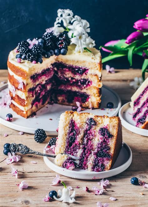 Lemon Blueberry Cake (Vegan Layer Cake) - Bianca Zapatka | Recipes