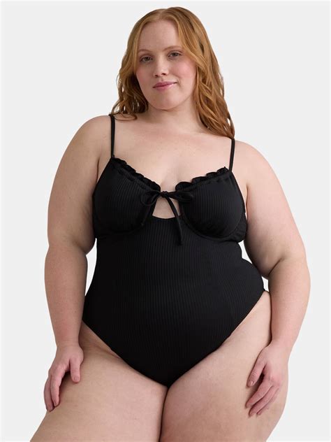 Celebrity Pink Women's Rib Underwire One Piece Swimsuit, Sizes XS-XXL