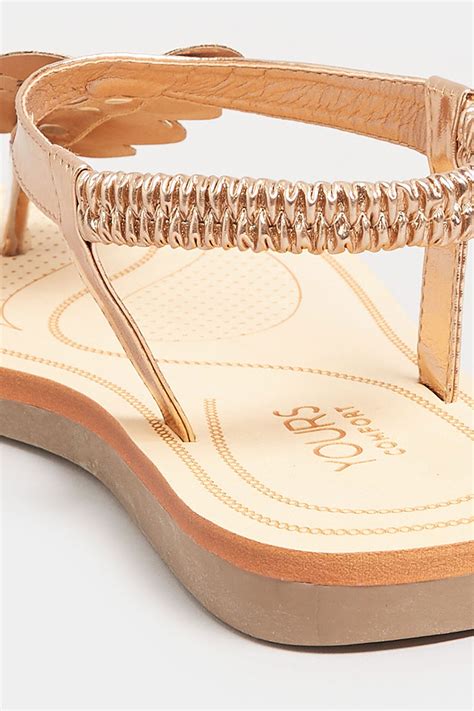 Rose Gold Diamante Butterfly Sandals In Extra Wide EEE Fit | Yours Clothing