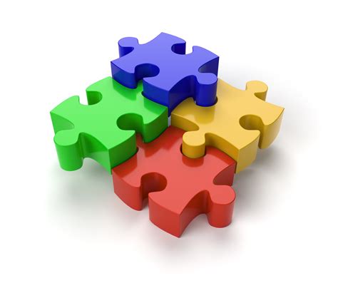 Four Jigsaw Puzzle Pieces on white background with clipping path | IT ...