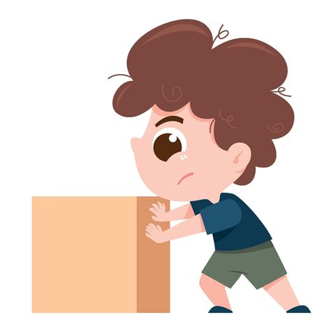 boy pushing  box pushing activity  vector art  vecteezy