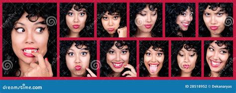 Tipo De Expressões Faciais - Expressões Faciais Diferentes Da Mulher. Foto de Stock - Imagem de ...