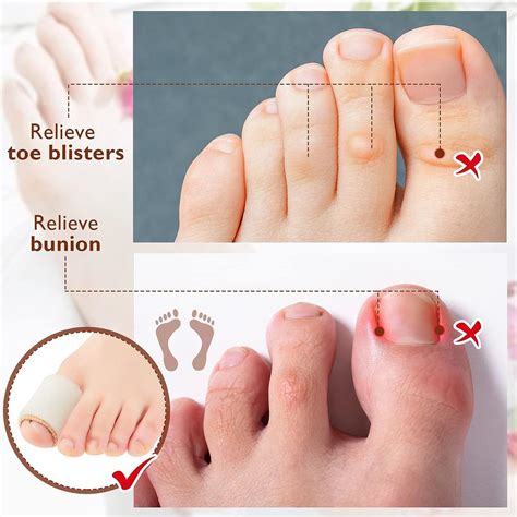 Foam Toe Sleeves - 6 Pack Large Beige Toe Protectors for Bunion, Hammer