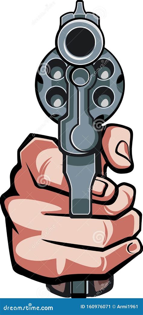 Hand Holding Revolver in Front View Stock Vector - Illustration of ...