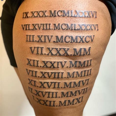 Roman Numerals Tattoo On Leg - Design Talk