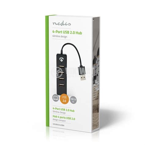 USB хъб 4 порта UHUBU2420BK черен USB2.0 - ВИКИВАТ