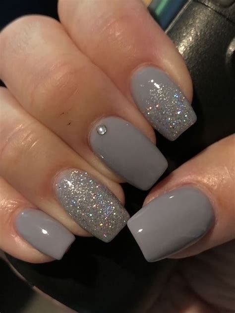 popular-nail-colors-dark-grey-nail-polish-with-silver-glitter-on-the ...