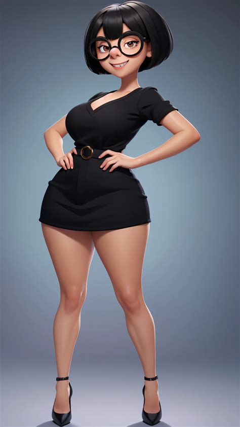 A woman in a black dress and glasses poses for a photo - SeaArt AI