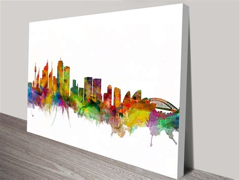 Watercolour Sydney Skyline Art Print by Michael Tompsett