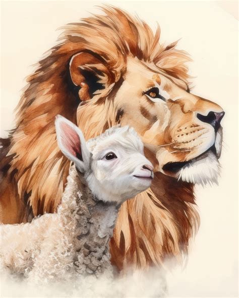 lion   lamb digital  print lion lamb christ jesus