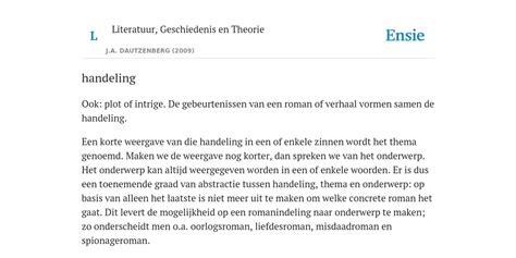 handeling de betekenis volgens literatuur geschiedenis en theorie