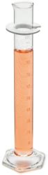 Cylindre, gradué, 250 mL +-1,4 mL, divisions de 2,0 mL (graduations