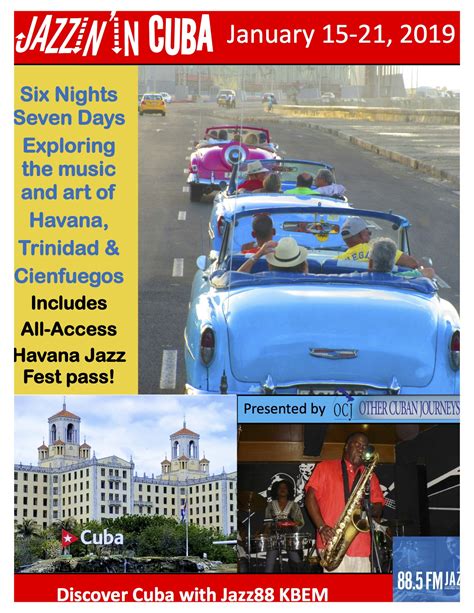 Tour Cuba and the Havana Jazz Fest this January; deadline Oct. 10