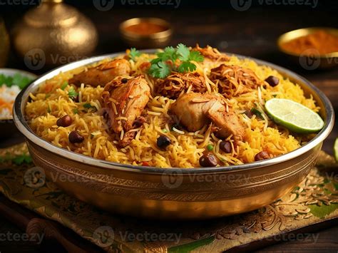 AI generated Dum Handi chicken Biryani is prepared in an earthen or