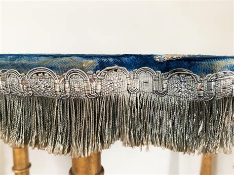 Demi-Lune Console Napoleon III Period Gilded Wood and Royal Bleu Velvet