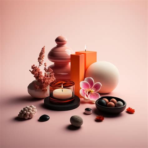 Premium Photo | Zen spa decorations with stones, flowers and candle