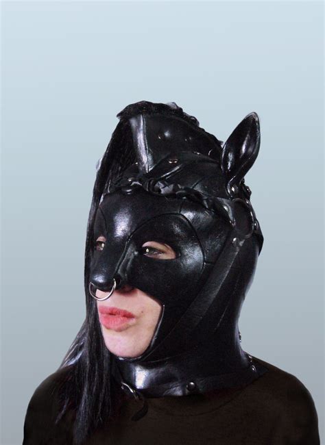 Pony Girl Latex Mask Black Female Horse Hood Bdsm Fetish - Etsy UK