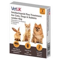 VetUK 40mg Imidacloprid Flea Treatment for Cats, Dogs and Rabbits under 4kg (3 Pipettes) big image