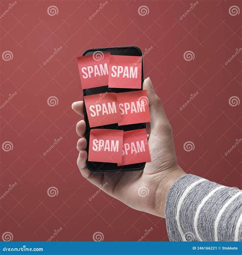 Spam texts on a smartphone stock image. Image of hacking - 246166221
