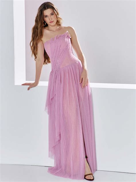 Strapless Drop Waist Formal Dress