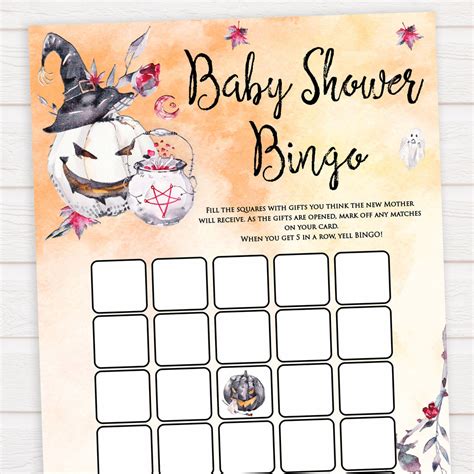 Baby Shower Bingo - Halloween Pumpkin Printable Baby Games ...