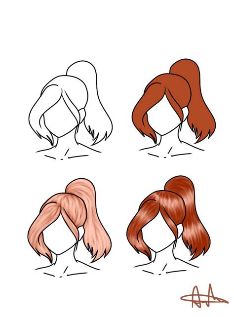 step by step how to draw hair