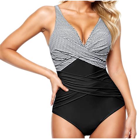 WMTBSRSW Striped Swim Suits for Women 2025 Patchwork High Waisted One