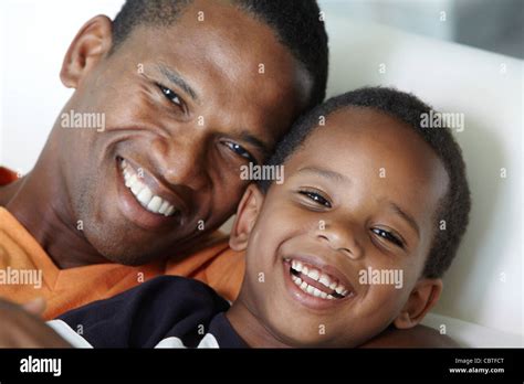 smiling african american father  son stock photo alamy