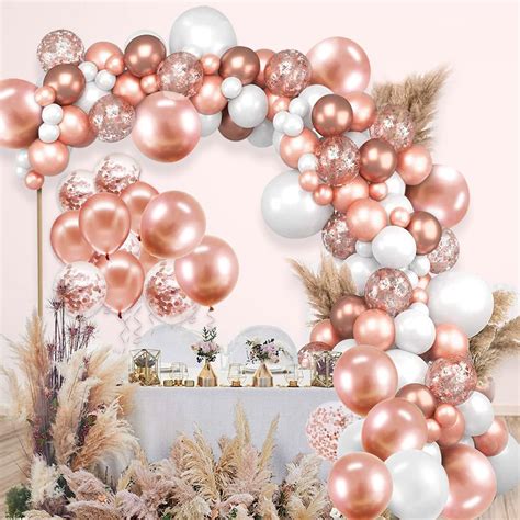 Buy Rose Gold Balloon Garland Arch Kit Confetti Balloons Party Supplies ...