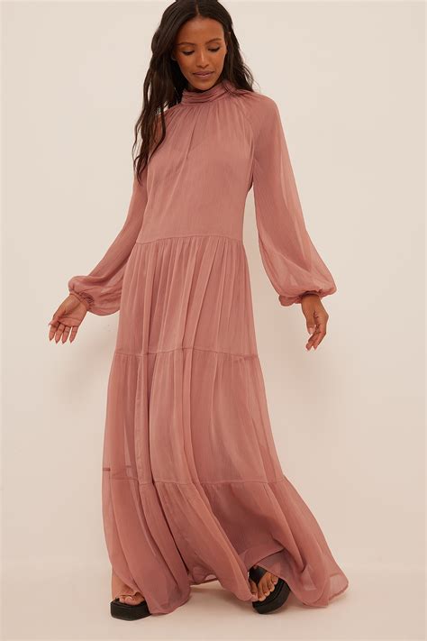 Structured Sheer Maxi Dress Blue | na-kd.com