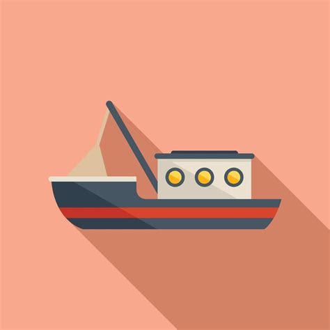 fish vessel icon flat vector fishing boat  vector art  vecteezy