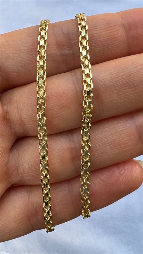 solid  gold mm chain bismark straight chain real  mm