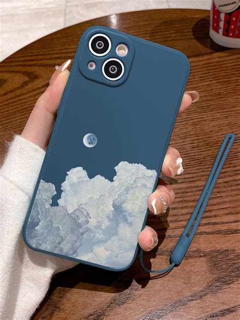 Cloud & Moon Print Phone Case With Lanyard | スマホケース