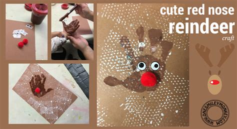 Adorable Red Nose Reindeer Handprint Craft DIY - OneSmileyMonkey.com