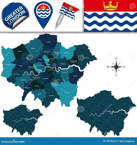 Map of Greater London, UK stock vector. Illustration of richmond