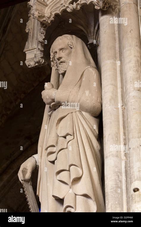 Statue of Simon the Zealot in Collégiale Notre-Dame de Vernon, Eure ...