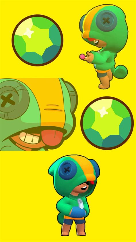 Download Cartoon Leon Brawl Stars On Yellow Wallpaper | Wallpapers.com
