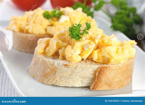 Bread with scrambled eggs stock photo. Image of filled - 16913018