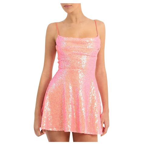 Pink Dresses for Women Fall Summer Spaghetti Strap Off The Shoulder