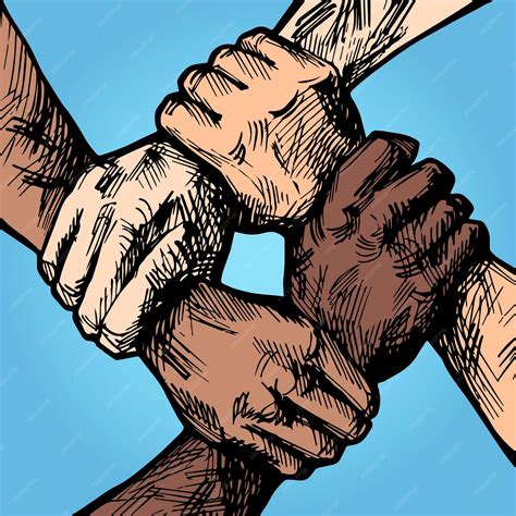 Premium Vector | United hands together people holding each other in
