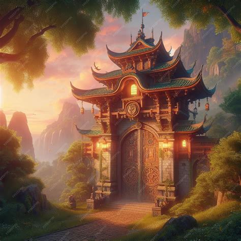 A giant oldstyle palace gate with a unique architectural style and high