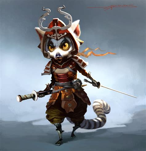 Lemur Samurai, Lu Rojas on ArtStation at https://www.artstation.com
