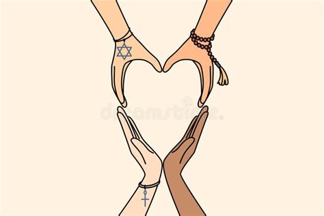 Interfaith Friendship Demonstrated by Heart-shaped Hands, with Signs ...