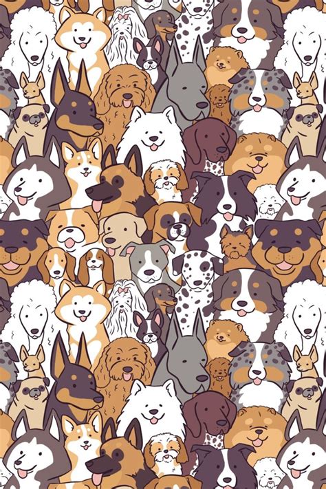 So many dogs- 31 dog breeds pattern illustration | Cute dog drawing ...