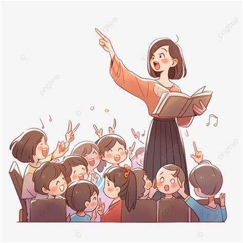 Elements Music Class Teacher Children Hand Drawn, Music Class, The ...